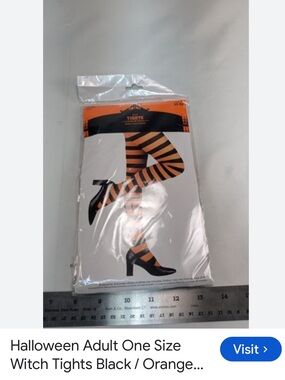 #3031**Halloween Women's Orange and Black Striped Witch Tights - Unbranded